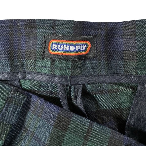 Run & Fly Pants Mens 32 Black Watch Tartan Check Slim Fit Straight Leg Punk Goth - Picture 3 of 9